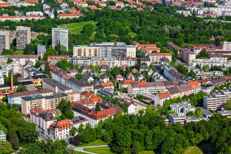 Luftaufnahme von Immobilien in München und umgebung